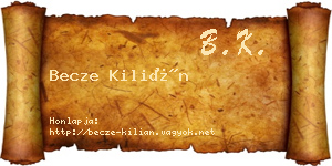 Becze Kilián névjegykártya